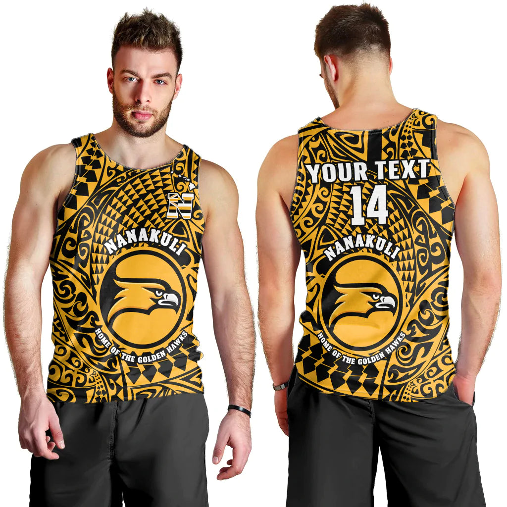 Custom Text And Number Hawaii Men Tank Top Nanakuli High and Intermediate School Tribal Kakau