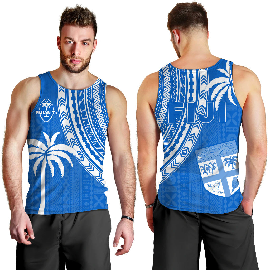 Fiji Rugby Sevens Men Tank Top Fijian 7s Tapa Polynesian Blue Ver.01