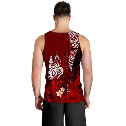 Custom Personalised New Caledonia Men Tank Top Nautilus Red Polynesian Hibiscus