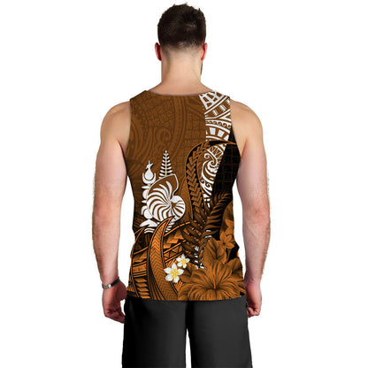 Custom Personalised New Caledonia Men Tank Top Nautilus Gold Polynesian Hibiscus