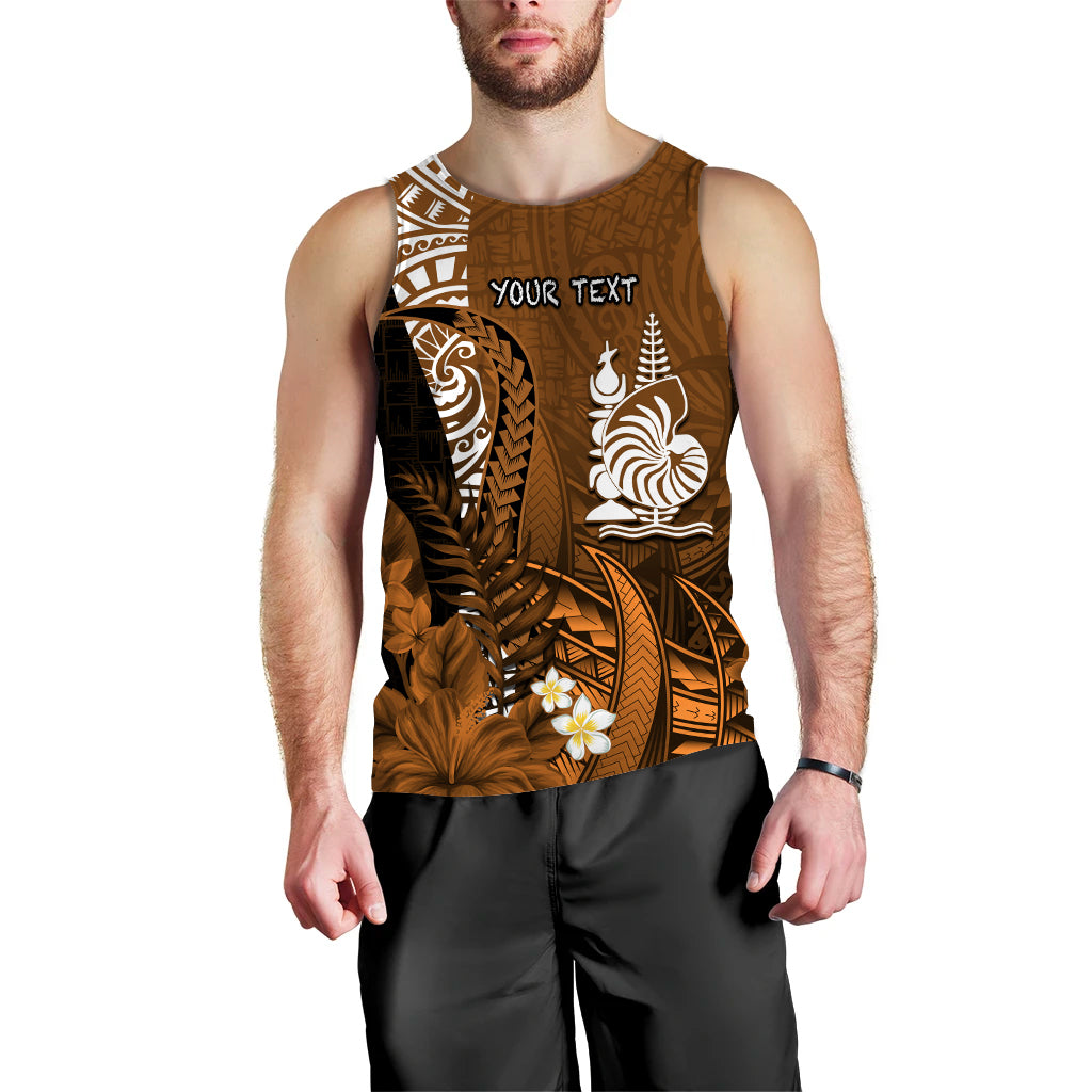 Custom Personalised New Caledonia Men Tank Top Nautilus Gold Polynesian Hibiscus