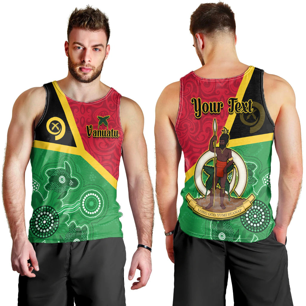 Custom Personalised Vanuatu Men Tank Top Aboriginal Turtle Mix Sand Drawing