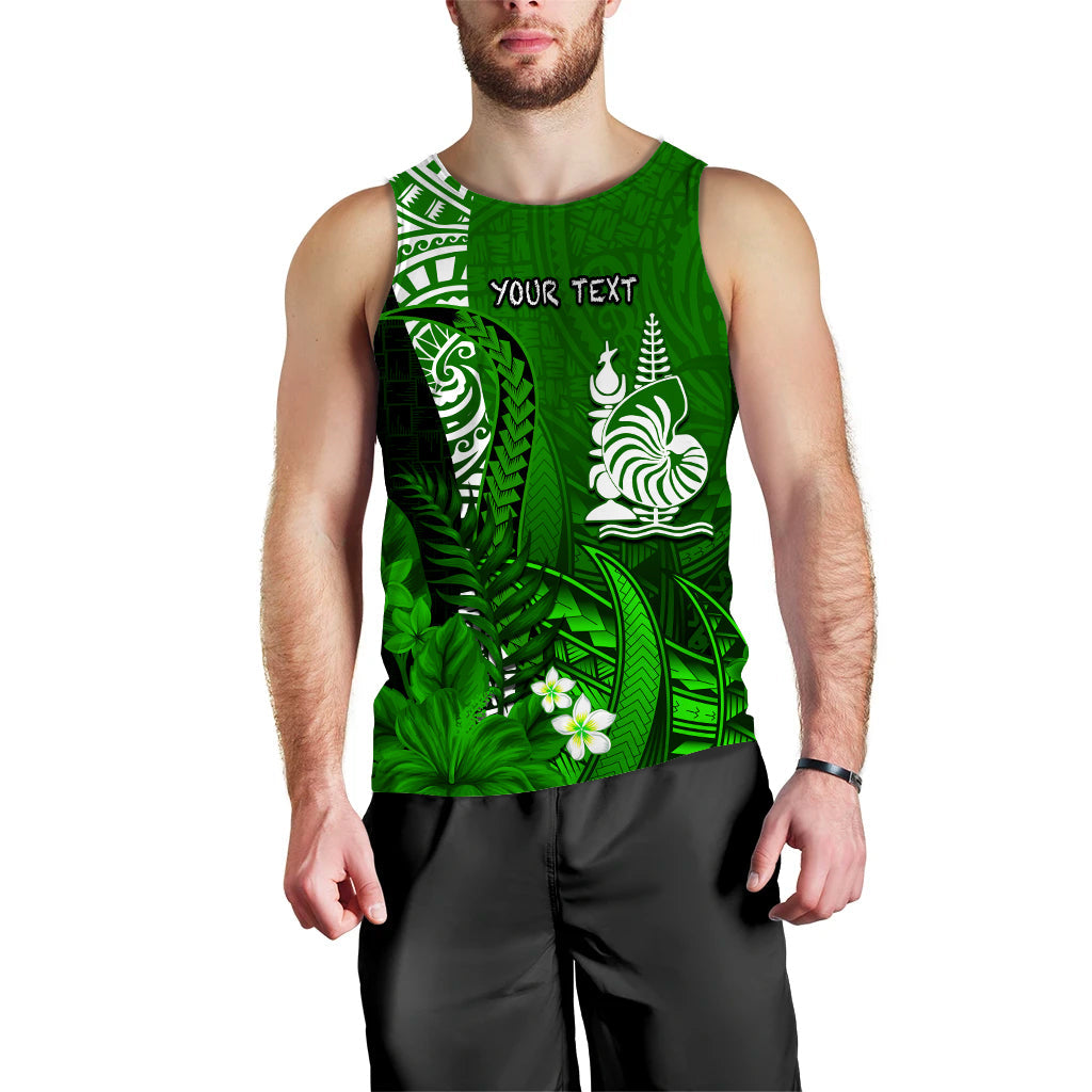 Custom Personalised New Caledonia Men Tank Top Nautilus Green Polynesian Hibiscus