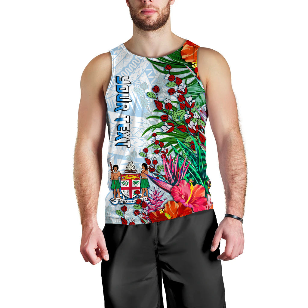 Custom Personalised Fiji Men Tank Top Proud Fijian Tapa mix Tagimoucia Flowers