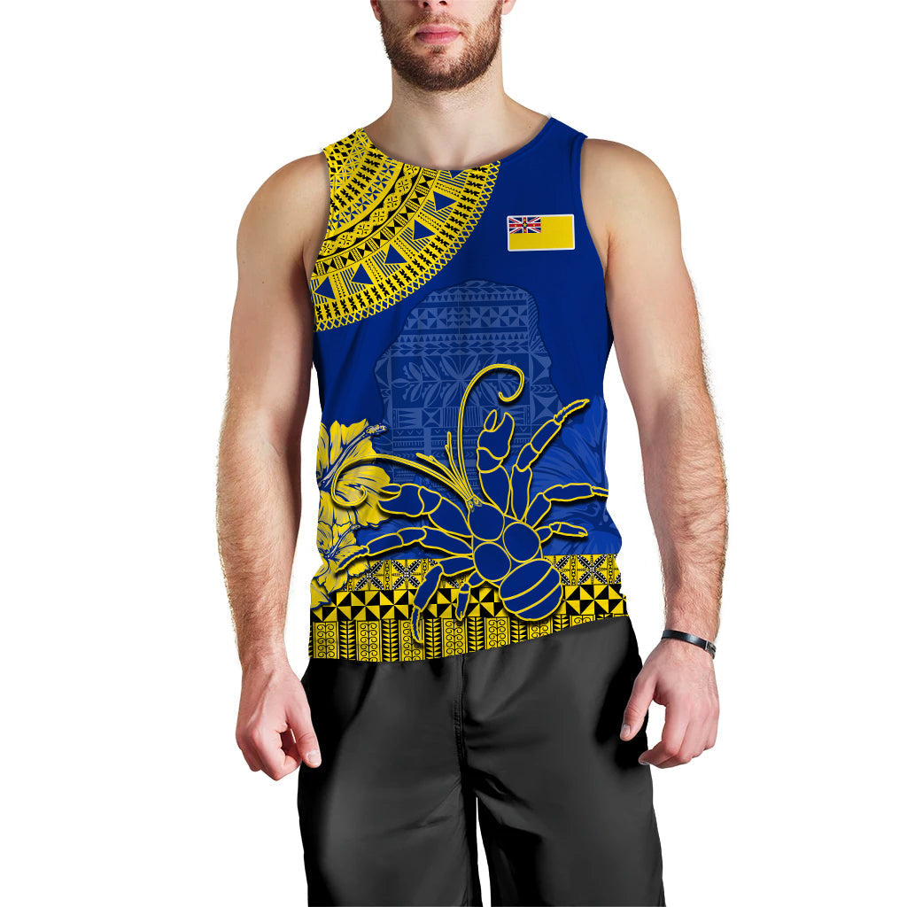 Niue Hiapo Men Tank Top Rock of Polynesia Tapa Niuean Crab Happy Day