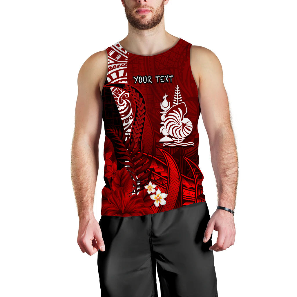 Custom Personalised New Caledonia Men Tank Top Nautilus Red Polynesian Hibiscus