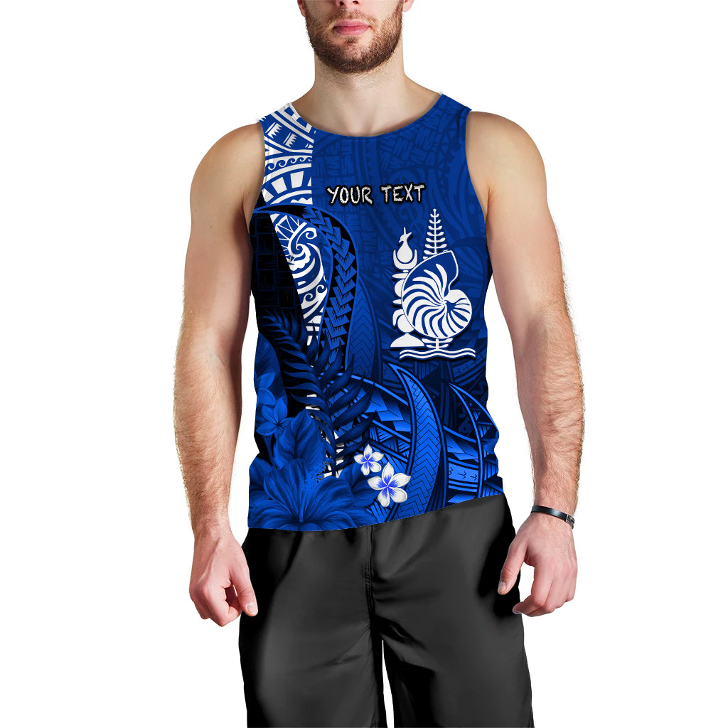 Custom Personalised New Caledonia Men Tank Top Nautilus Blue Polynesian Hibiscus