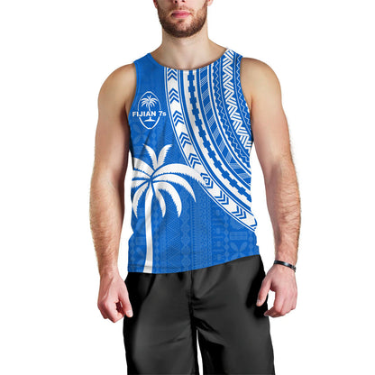 Fiji Rugby Sevens Men Tank Top Fijian 7s Tapa Polynesian Blue Ver.01