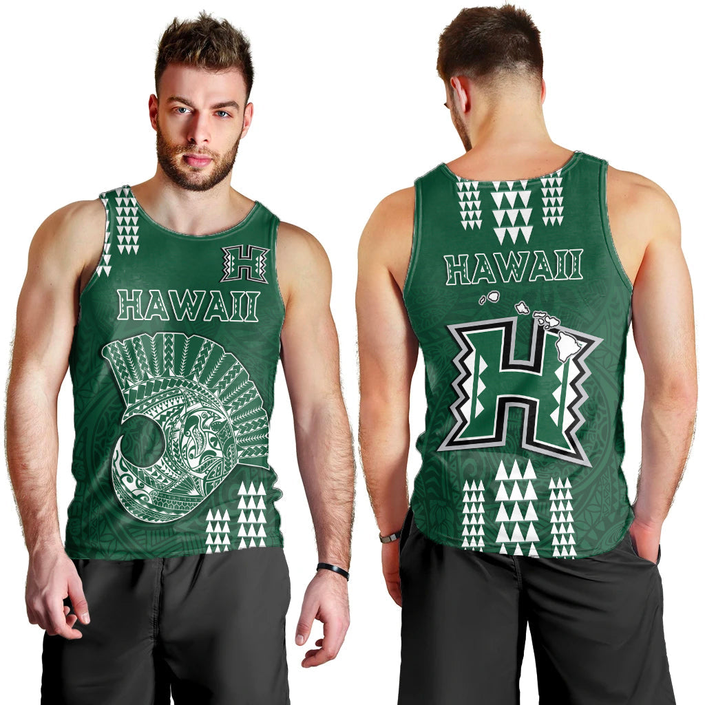 Hawaii Football Men Tank Top Kakau Rainbow Warriors Helmet
