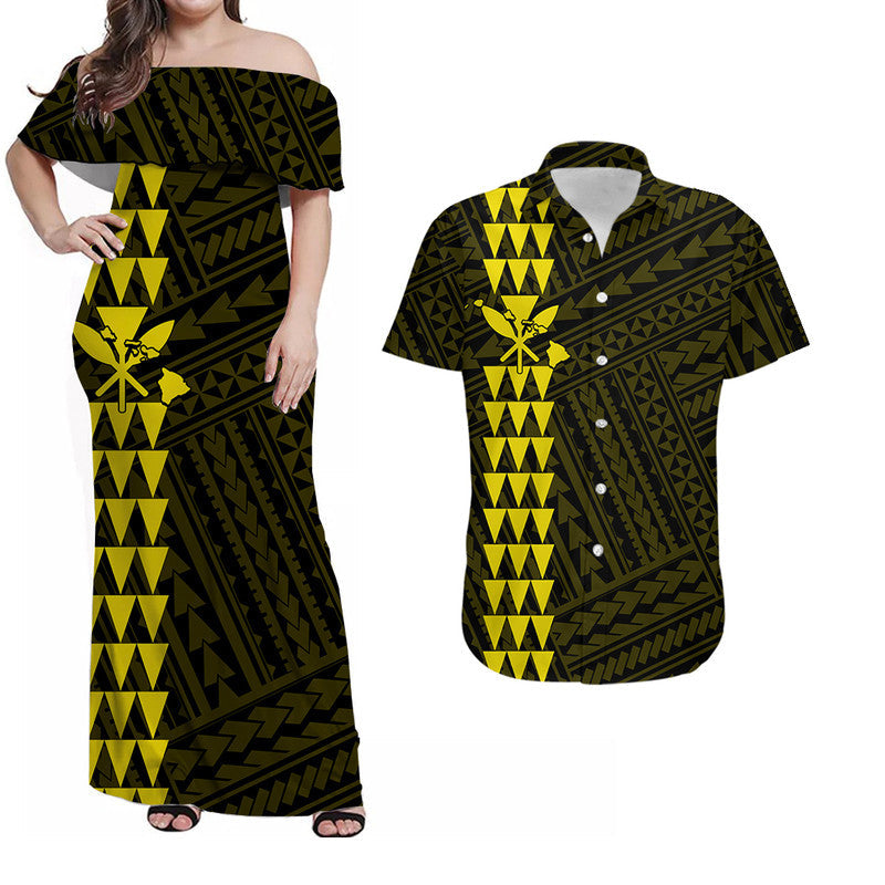 Hawaiian Matching Outfits For Couples Hawaiian Kakau Combo Dress And Shirt Simple Style No.1