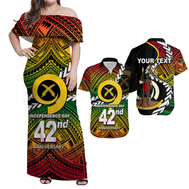 (Custom Personalised) Matching Clothes For Couples Vanuatu Independence Day 42nd Anniversary Combo Dress And Shirt
