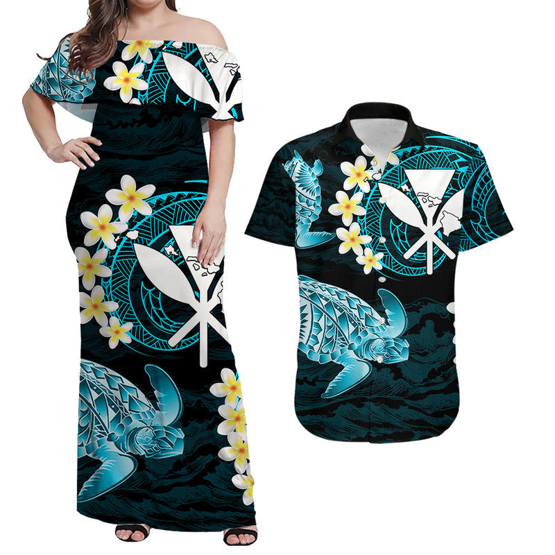 His And Her Hawaii Matching Outfits Hawaii Kanaka Turtle Combo Dress And Shirt Style No.3