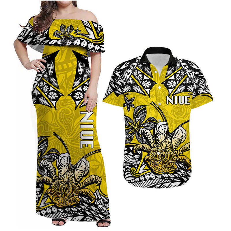 Matching Clothes For Couples Niue Uga Combo Dress And Shirt Tribal Patterns Yellow Style