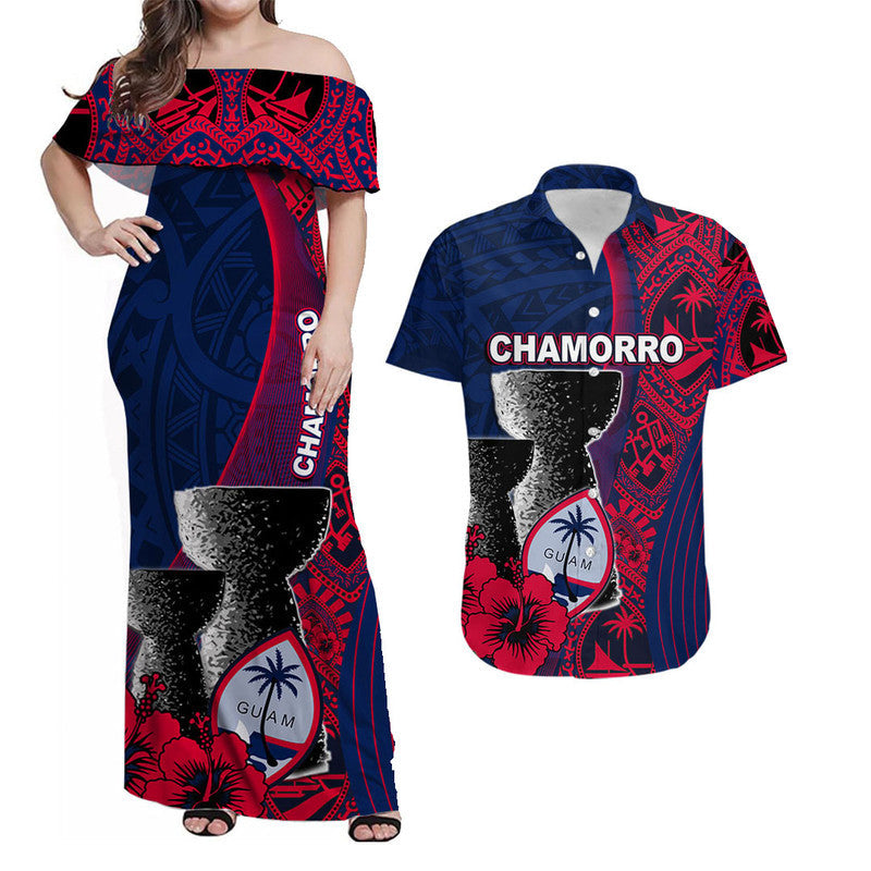 (Custom Personalised) Guam Chamorro Matching Outfit For Couple Combo Dress And Shirt Flag Color Style