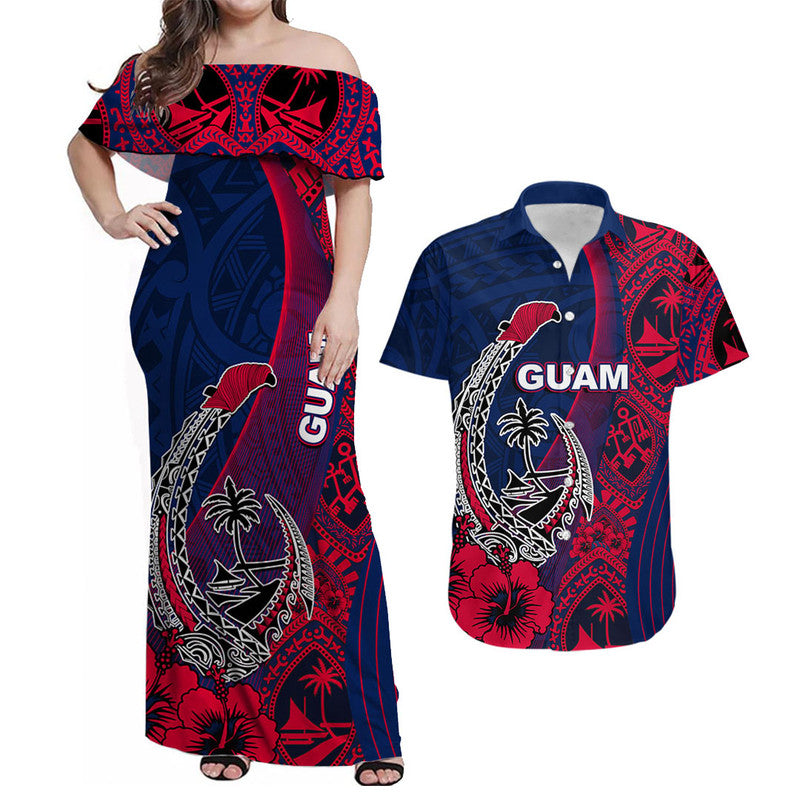 (Custom Personalised) Guam Fish Hook Matching Outfit For Couple Combo Dress And Shirt Flag Color Style