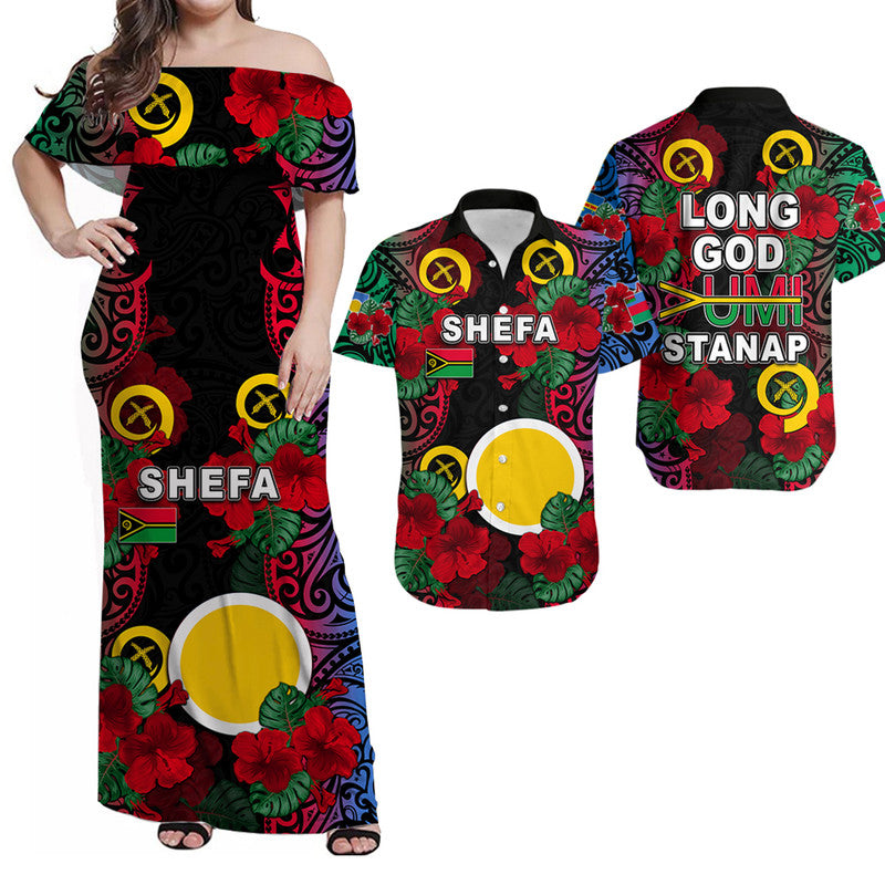 Matching Outfits For Couples Vanuatu Shefa And Hibiscus Combo Dress And Shirt