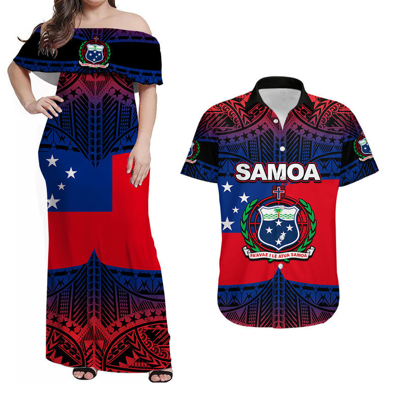 (Custom Personalised) Matching Outfits For Couples Samoa Combo Dress And Shirt Mix Flag