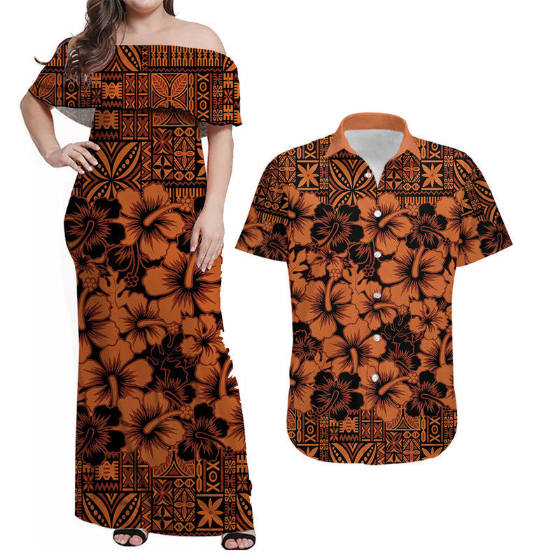 Matching Clothes For Couples Fiji Hibiscus Festival Combo Dress And Shirt