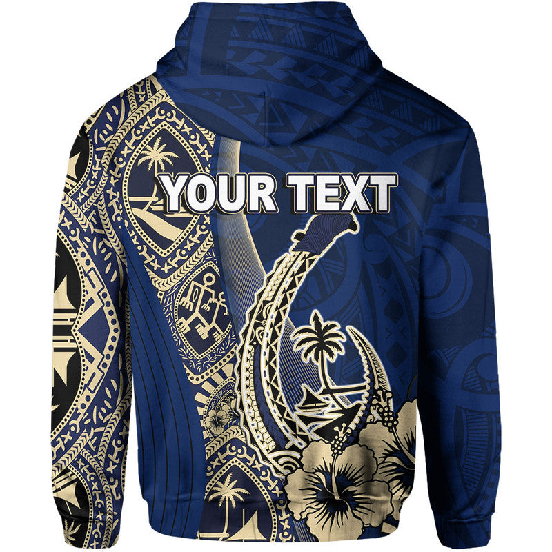 Custom Text Guam Fish Hook Hoodie Blue Style