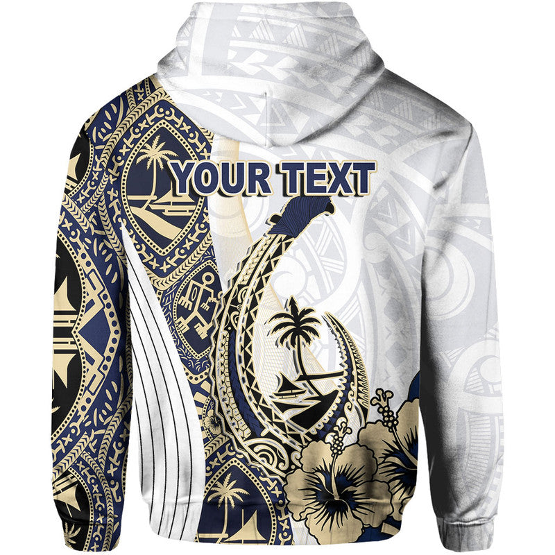 Guam Fish Hook Hoodie White Style Polynesian Pattern Zip Up Hoodie
