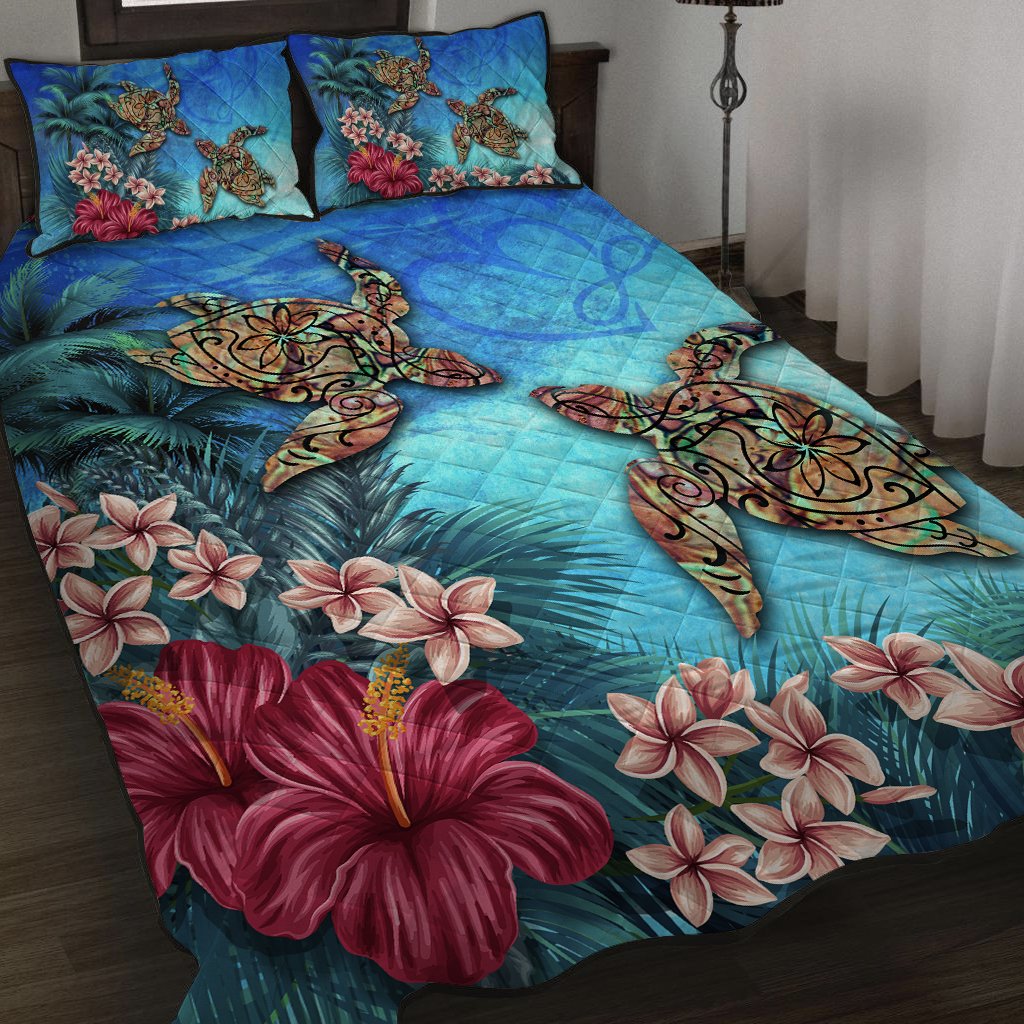 Hawaii Turtle Hibiscus Sea Quilt Bed Set Ocean Of Love AH