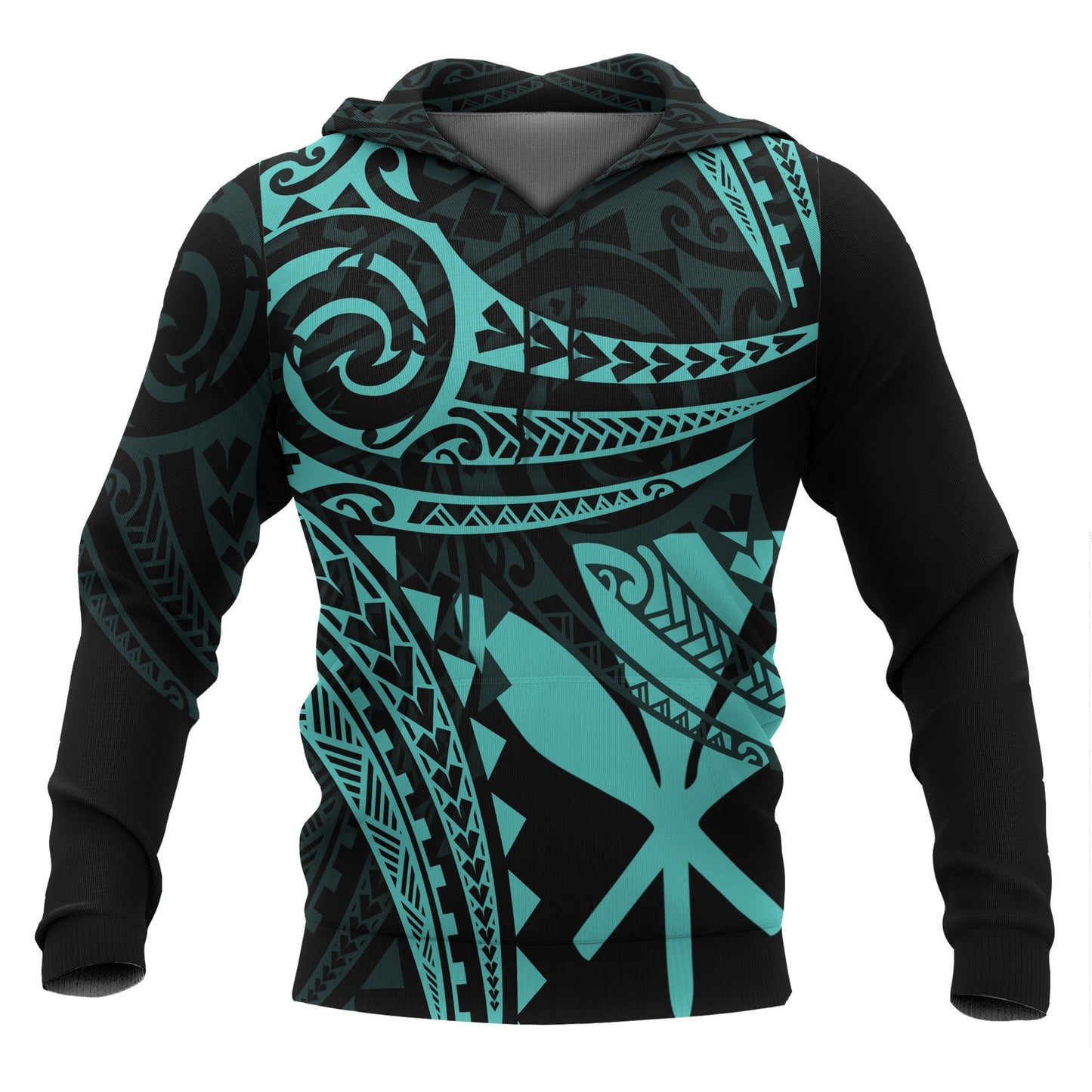 Hawaii Polynesian Hoodie Blue Tribal Pattern