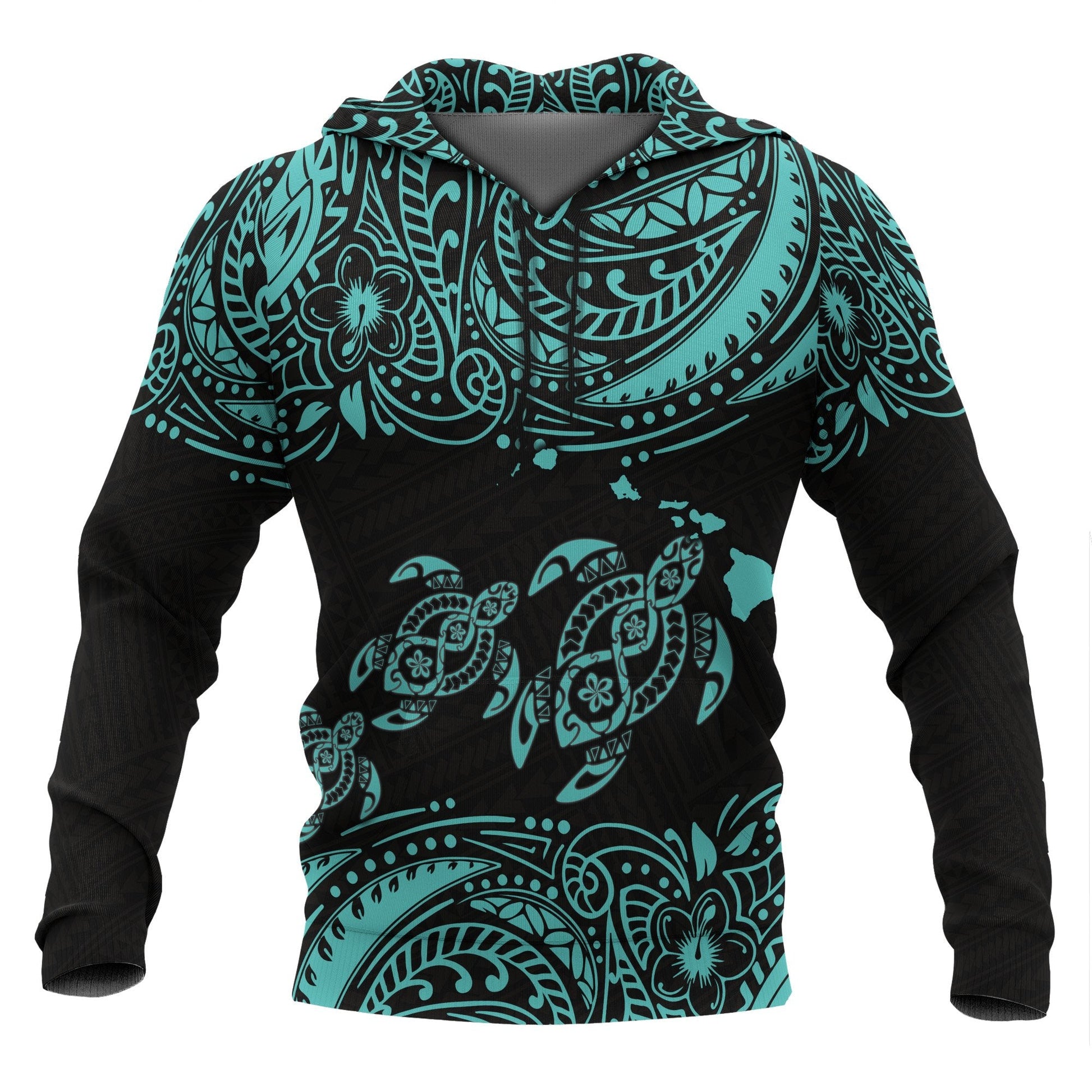 Hawaii Polynesian Hoodie Blue Sea Turtle
