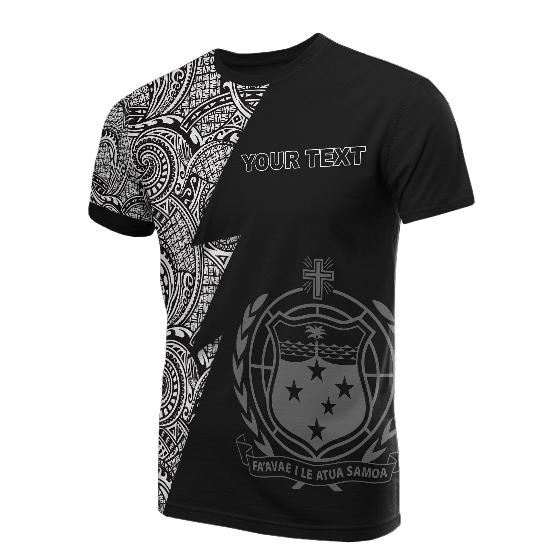 Samoa All Over Custom Personalised T - Shirt - Samoa Coat Of Arms Polynesian Pattern Flash