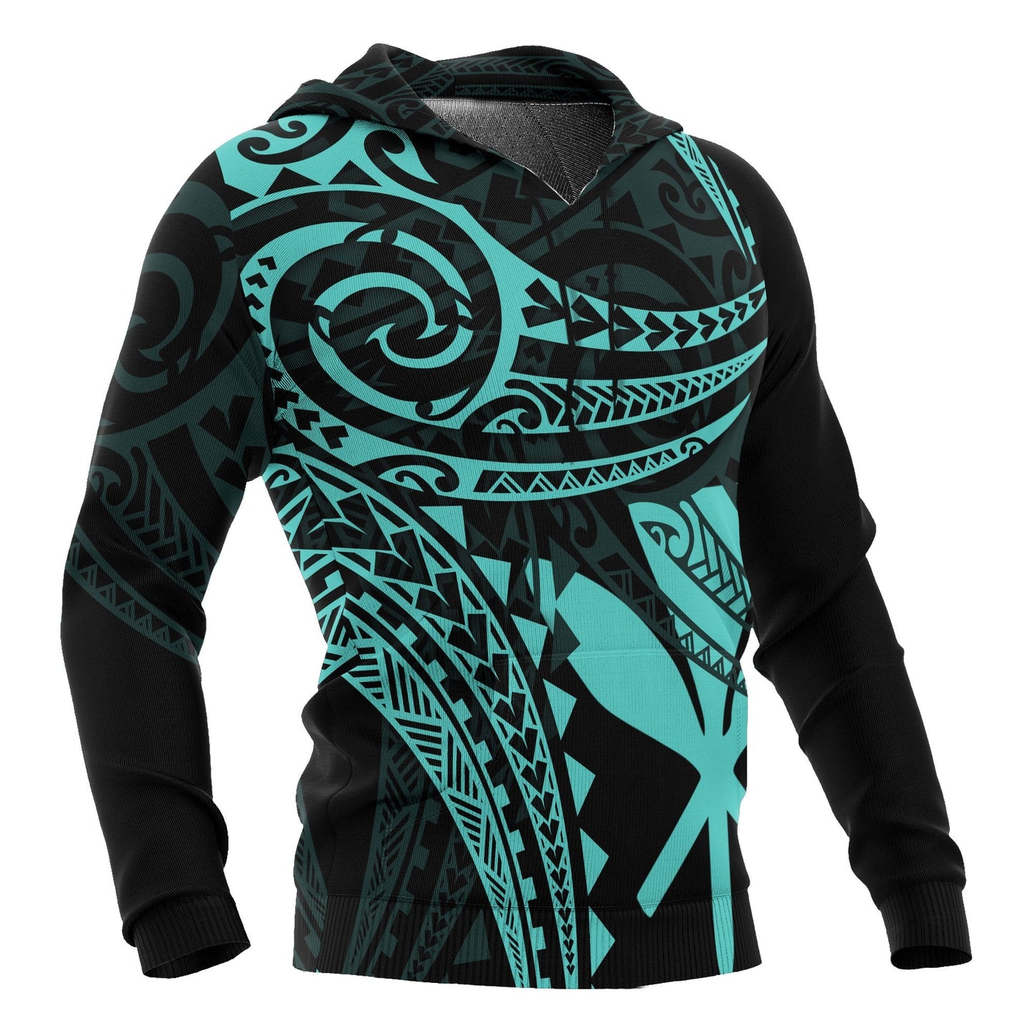 Hawaii Polynesian Hoodie Blue Tribal Pattern