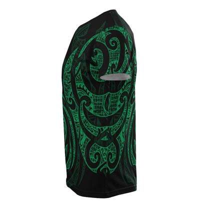 Hawaii All Over T - Shirt - Polynesian Green Turtle Tribal