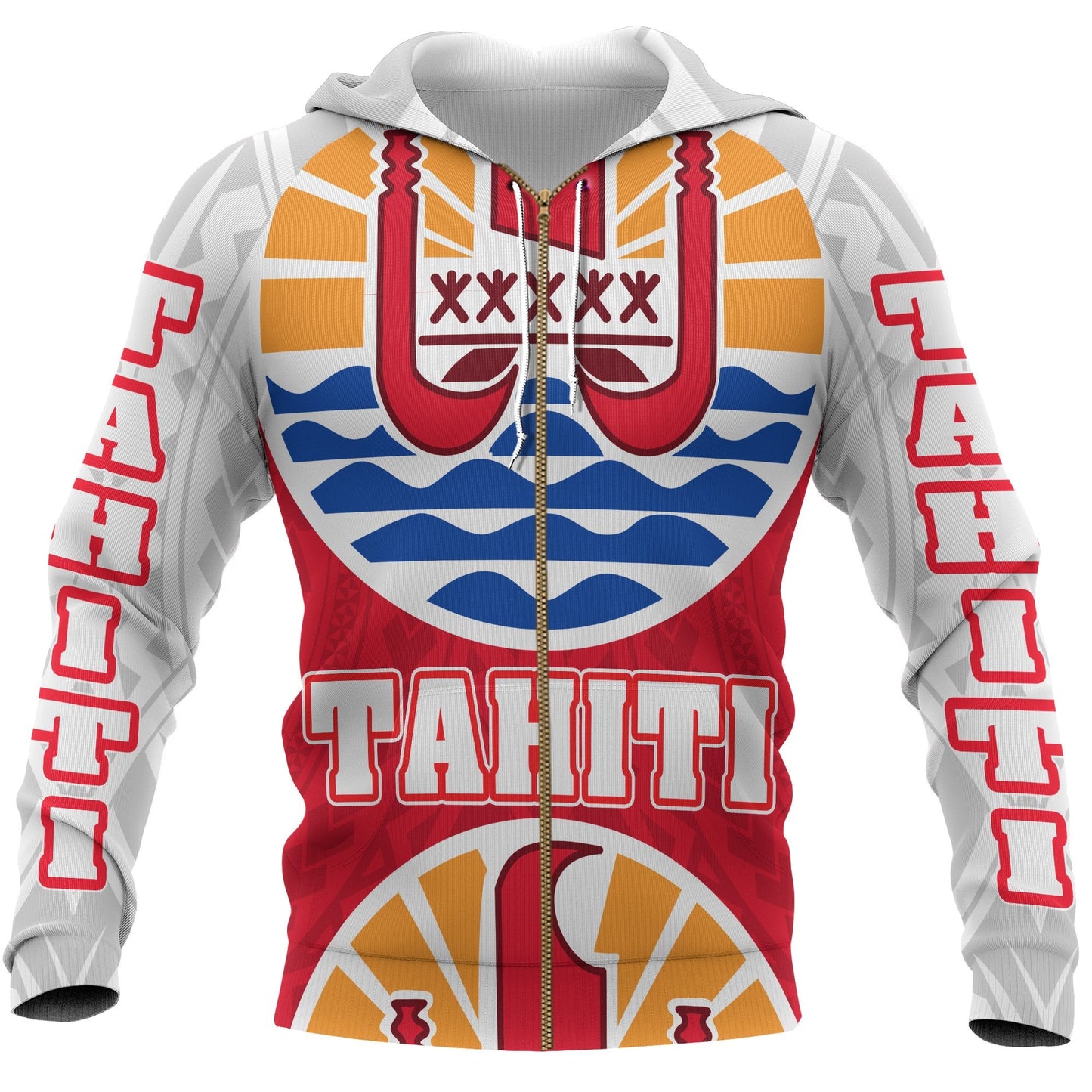 Tahiti All Over Zip Hoodie Coat Of Arm