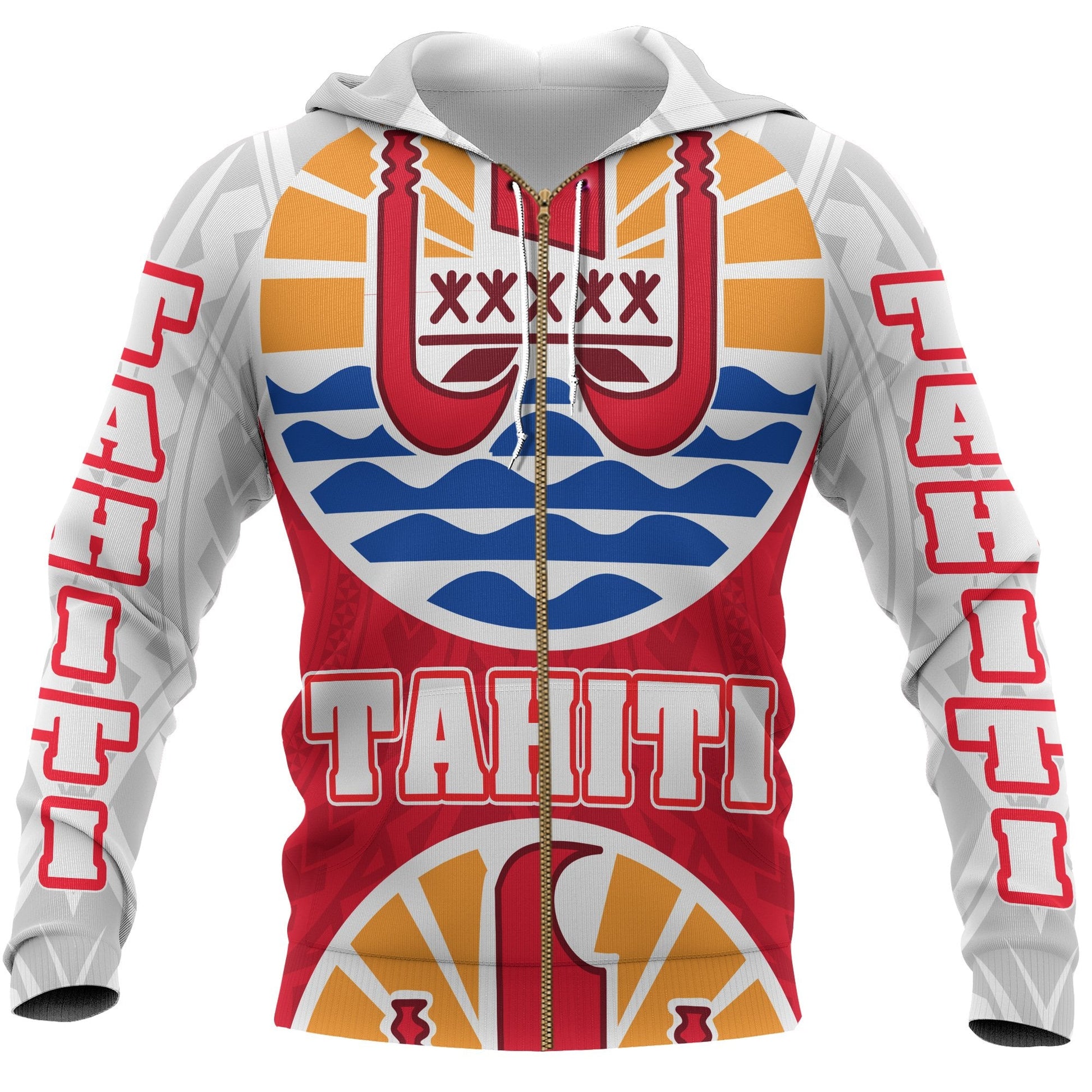 Tahiti All Over Zip Hoodie Coat Of Arm