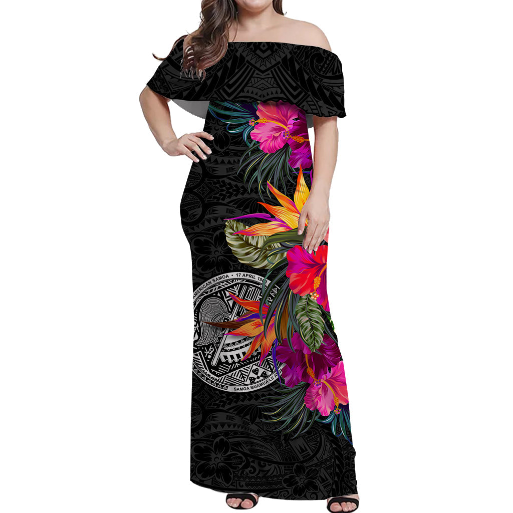 American Samoa Hibiscus Polynesian Tribal Women Off Shoulder Long Dress