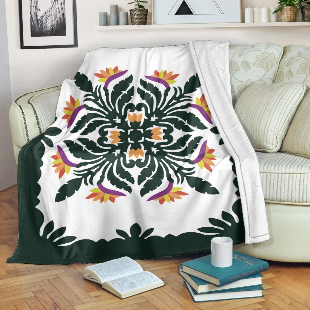 Hawaiian Quilt Paradise Flowers Premium Blanket AH