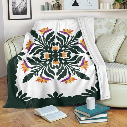 Hawaiian Quilt Paradise Flowers Premium Blanket AH