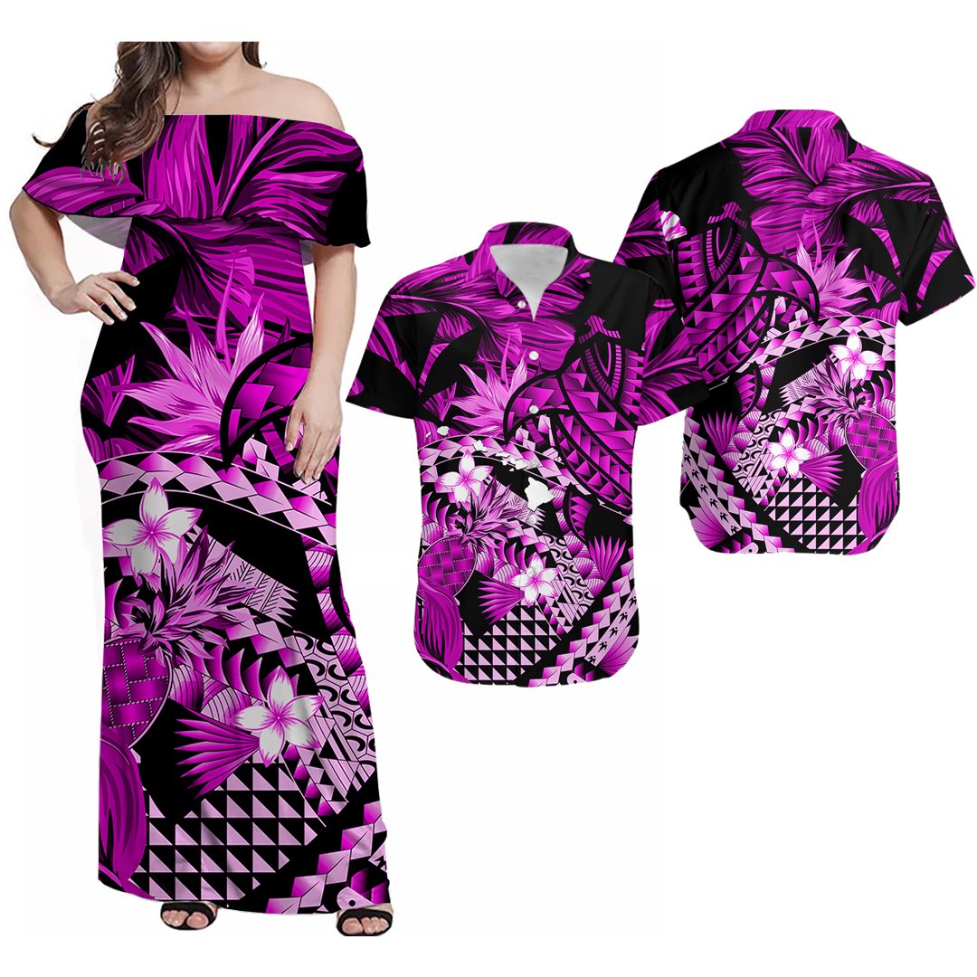 Matching Hawaiian Outfits (Custom Personalised) Polynesian Hawaiian With Turtle Combo Dress And Shirt No.3