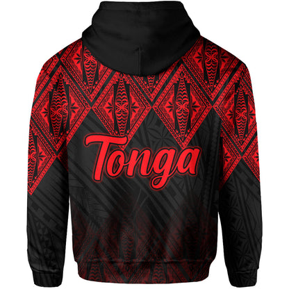 Tonga Zip Hoodie Ngatu Black And Red Style