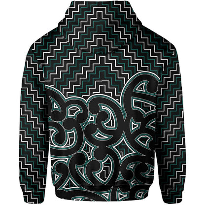 New Zealand Hoodie Maori Graphic Tee patterns Green