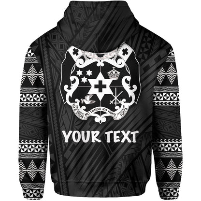 ( Personalised)Tonga Zip Hoodie Ngatu Black Style