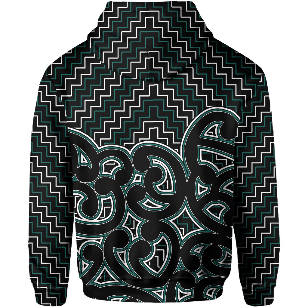 New Zealand Zip Hoodie Maori Graphic Tee patterns Green