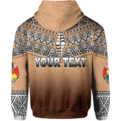 ( Personalised)Tonga Zip Hoodie Ngatu Polynesian Gold Style