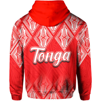 Tonga Hoodie Ngatu White And Red Style