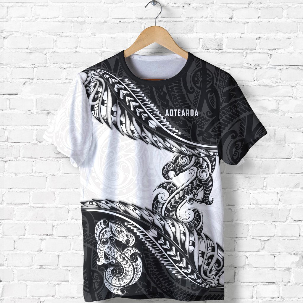 Aotearoa T Shirt Silver Fern Maori Manaia