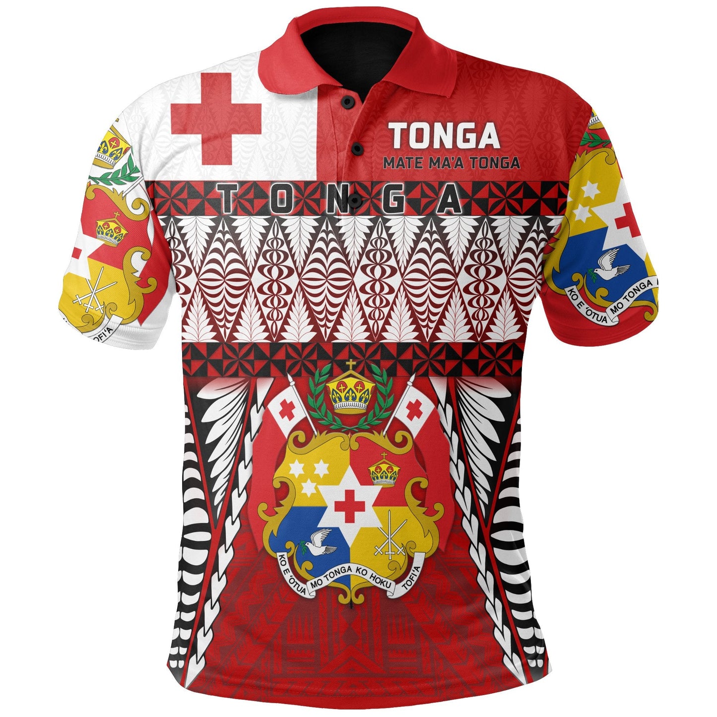 Custom Personalised Tonga Polo Shirt - Mate Ma'a Tonga - Rugby Style