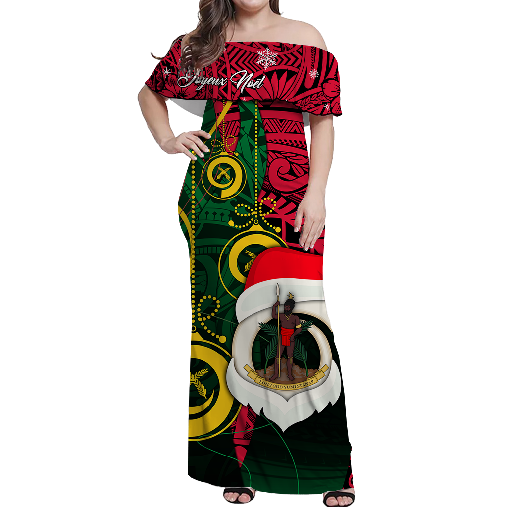 Vanuatu Christmas Joyeux Noël Santas God Yumi Off Shoulder Long Dress