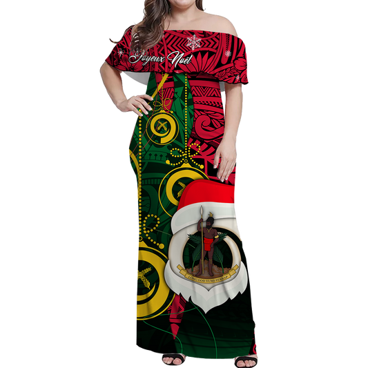 Vanuatu Christmas Joyeux Noël Santas God Yumi Off Shoulder Long Dress