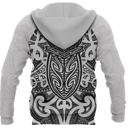 New Zealand Hoodie Maori Rugby Black And White