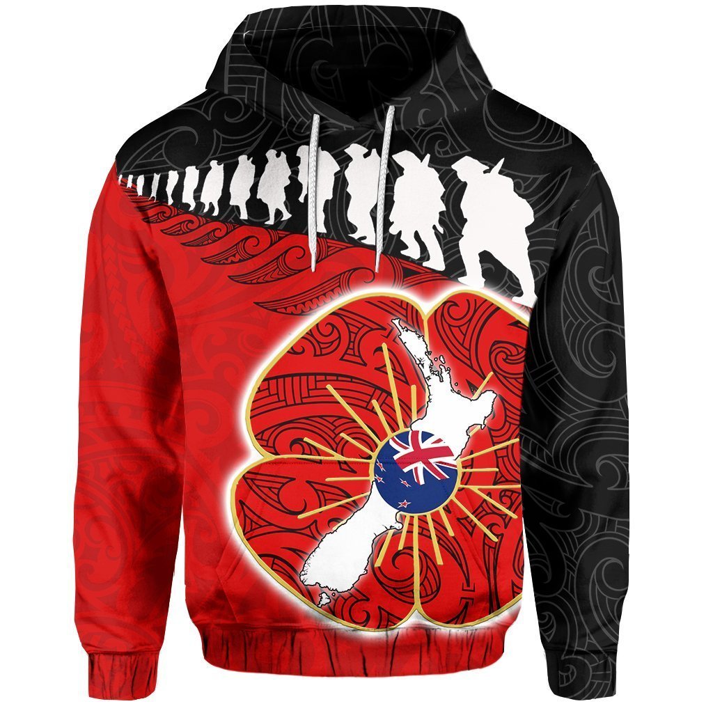 New Zealand Anzac Hoodie, Lest We Forget Maori Silver Fern Pullover Hoodie