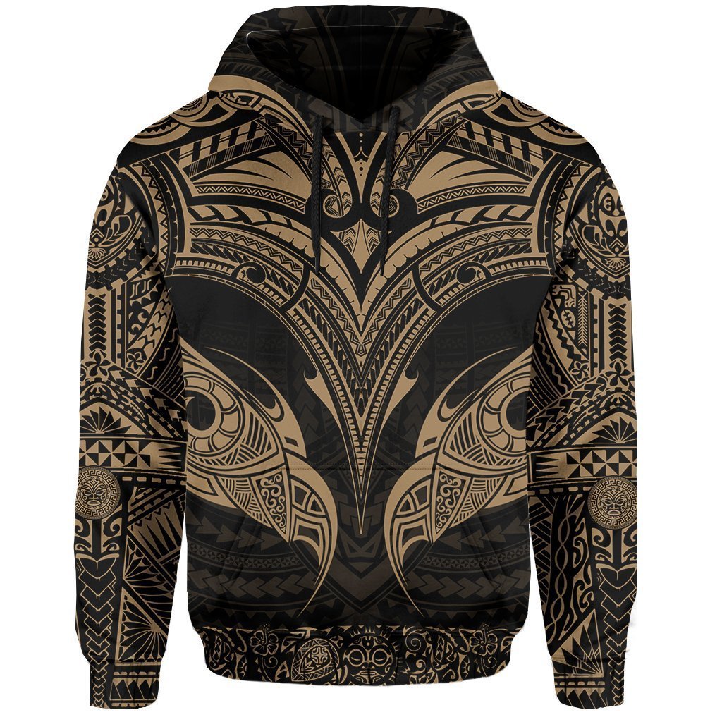 New Zealand Hoodie The Mana Maori All Over Hoodie Gold