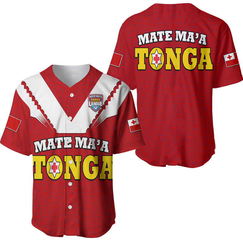 Mate Ma'a Tonga Rugby Baseball Jersey Tongan Kupesi Red Style
